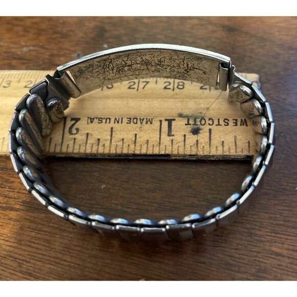 Vintage Silver-Tone Stretch Bracelet Band With Engraved "Billy" Nameplate - Picture 8 of 10